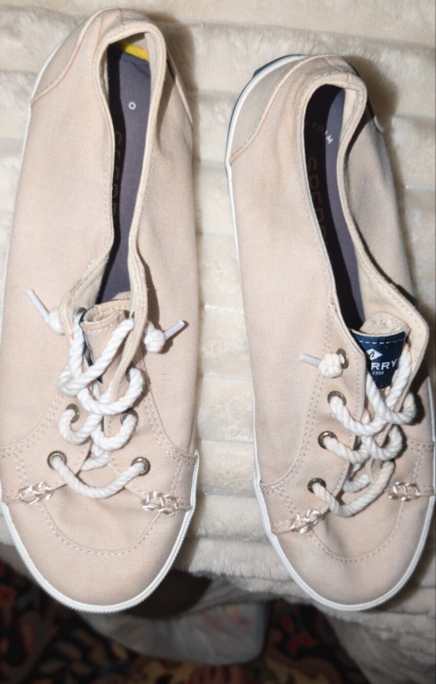 Sperry Women's Canvas Lace-Up Sneakers in Light Beige